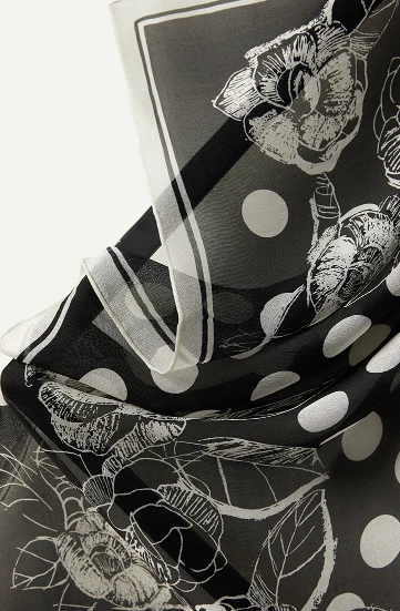 Custom Polka Dot Classic Black And White Design Silk Scarf