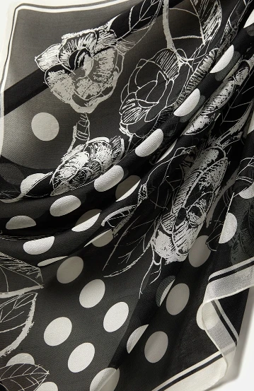 Custom Polka Dot Classic Black And White Design Silk Scarf
